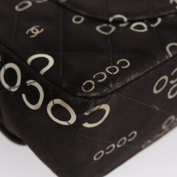 CHANEL Matelasse Chain Shoulder Bag Canvas Black Gold CC Auth 108396