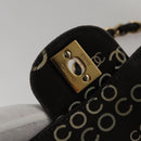 CHANEL Matelasse Chain Shoulder Bag Canvas Black Gold CC Auth 108396-9
