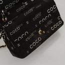 CHANEL Matelasse Chain Shoulder Bag Canvas Black Gold CC Auth 108396-21