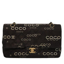 CHANEL Matelasse Chain Shoulder Bag Canvas Black Gold CC Auth 108396-13
