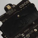 CHANEL Matelasse Chain Shoulder Bag Canvas Black Gold CC Auth 108396-23