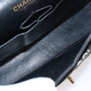 CHANEL Matelasse Chain Shoulder Bag Canvas Black Gold CC Auth 108396-10
