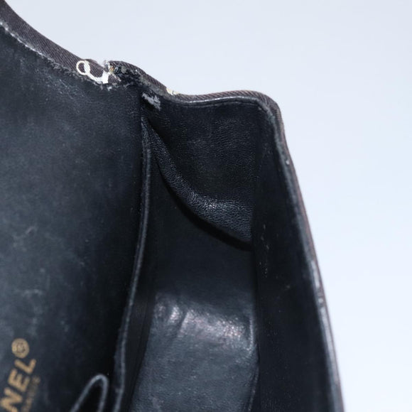 CHANEL Matelasse Chain Shoulder Bag Canvas Black Gold CC Auth 108396