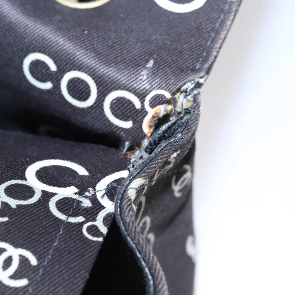 CHANEL Matelasse Chain Shoulder Bag Canvas Black Gold CC Auth 108396