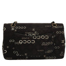 CHANEL Matelasse Chain Shoulder Bag Canvas Black Gold CC Auth 108396-2