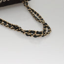 CHANEL Matelasse Chain Shoulder Bag Canvas Black Gold CC Auth 108396-8