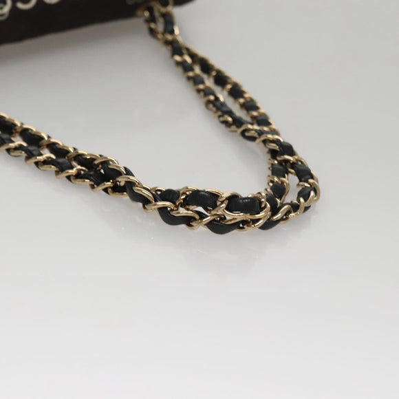 CHANEL Matelasse 25 Chain Shoulder Bag Canvas Black Gold CC Auth 108396