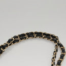 CHANEL Matelasse Chain Shoulder Bag Canvas Black Gold CC Auth 108396-14