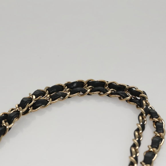 CHANEL Matelasse Chain Shoulder Bag Canvas Black Gold CC Auth 108396