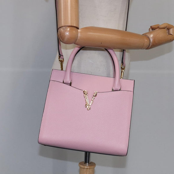 VERSACE Hand Bag Leather 2way Pink Auth 108430