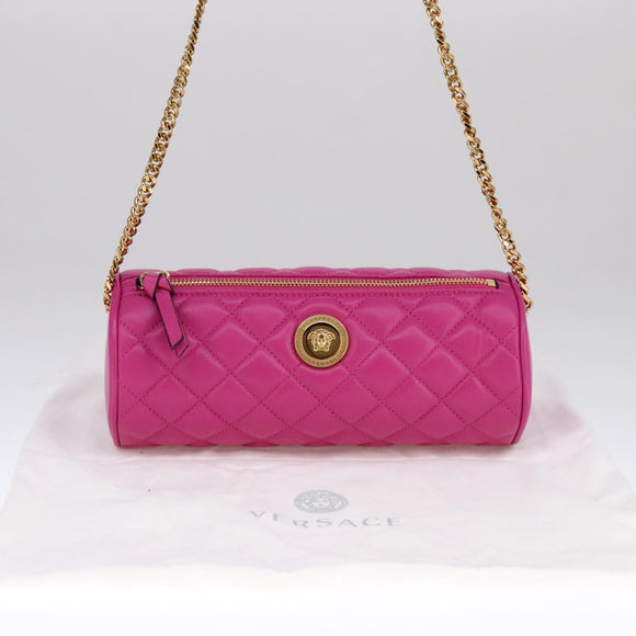 VERSACE Shoulder Bag Leather Pink Auth 108483
