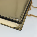 VERSACE Chain Shoulder Bag Patent leather Gold Auth 108487V-9