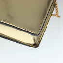 VERSACE Chain Shoulder Bag Patent leather Gold Auth 108487V-15