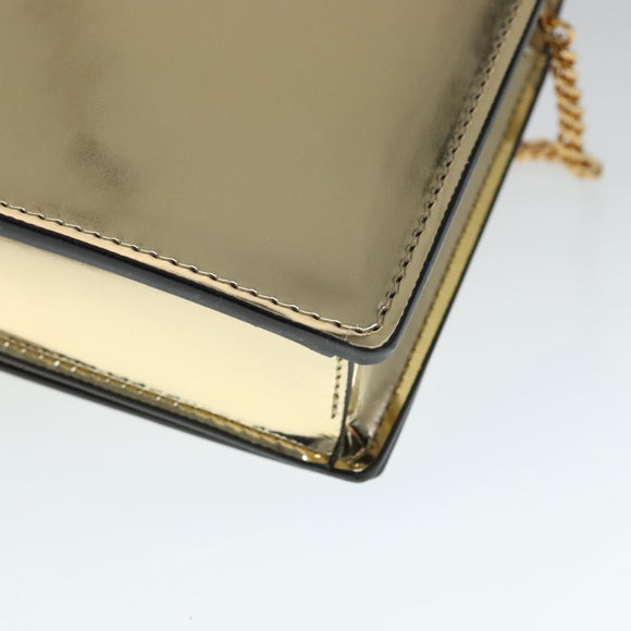VERSACE Chain Shoulder Bag Patent leather Gold Auth 108487V