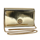 VERSACE Chain Shoulder Bag Patent leather Gold Auth 108487V-1