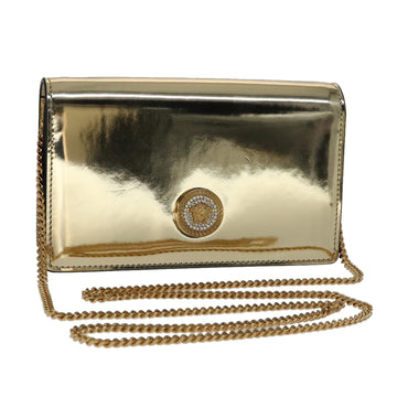 VERSACE Chain Shoulder Bag Patent leather Gold Auth 108487V