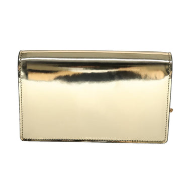 VERSACE Chain Shoulder Bag Patent leather Gold Auth 108487V - 0