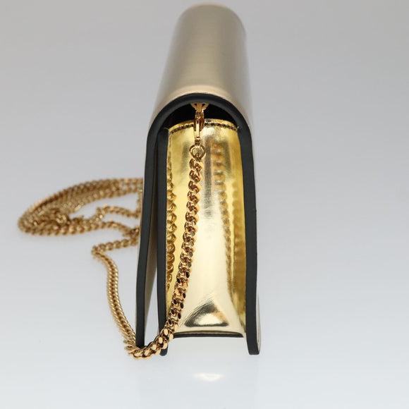 VERSACE Chain Shoulder Bag Patent leather Gold Auth 108487V