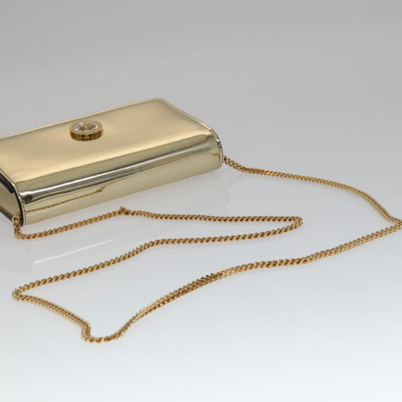 VERSACE Chain Shoulder Bag Patent leather Gold Auth 108487V
