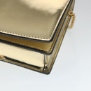 VERSACE Chain Shoulder Bag Patent leather Gold Auth 108490V-10