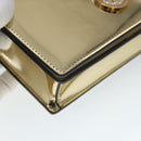 VERSACE Chain Shoulder Bag Patent leather Gold Auth 108490V-11