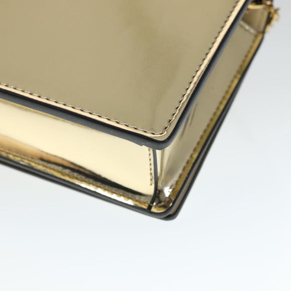 VERSACE Chain Shoulder Bag Patent leather Gold Auth 108490V