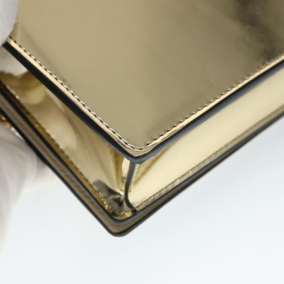 VERSACE Chain Shoulder Bag Patent leather Gold Auth 108490V