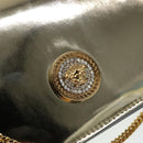 VERSACE Chain Shoulder Bag Patent leather Gold Auth 108490V-14