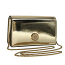 VERSACE Chain Shoulder Bag Patent leather Gold Auth 108490V-1