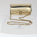 VERSACE Chain Shoulder Bag Patent leather Gold Auth 108490V-20
