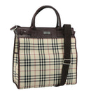 BURBERRY Nova Check Hand Bag Canvas 2way Beige Auth 108520-1