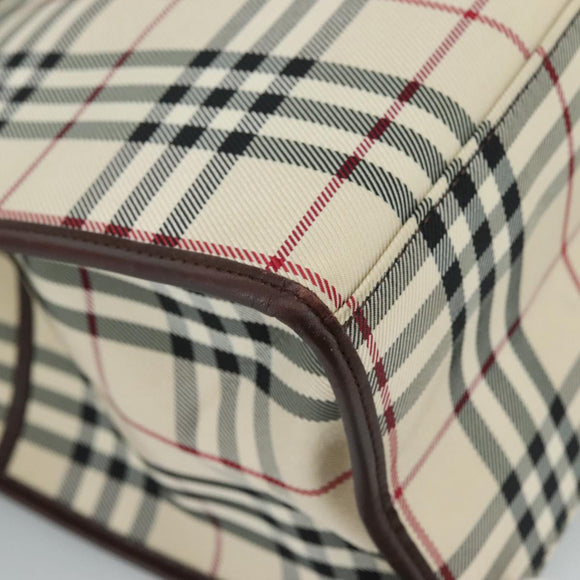 BURBERRY Nova Check Hand Bag Canvas 2way Beige Auth 108520
