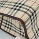 BURBERRY Nova Check Hand Bag Canvas 2way Beige Auth 108520-16