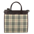 BURBERRY Nova Check Hand Bag Canvas 2way Beige Auth 108520-2