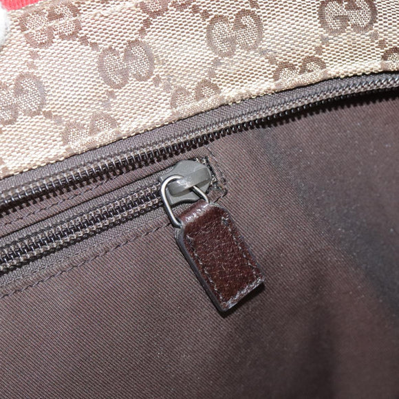 GUCCI GG Canvas Web Sherry Line Tote Bag Beige Silver 131230 Auth 108527