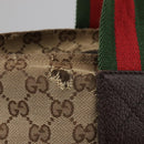 GUCCI GG Canvas Web Sherry Line Tote Bag Beige Silver 131230 Auth 108527-3