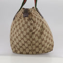 GUCCI GG Canvas Web Sherry Line Tote Bag Beige Silver 131230 Auth 108527-5