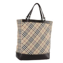 BURBERRY Nova Check Blue Label Hand Bag Canvas Beige Auth 108566-1