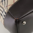 BURBERRY Nova Check Blue Label Hand Bag Canvas Beige Auth 108566-14