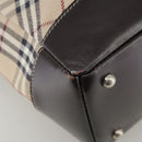 BURBERRY Nova Check Blue Label Hand Bag Canvas Beige Auth 108566-16