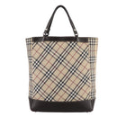 BURBERRY Nova Check Blue Label Hand Bag Canvas Beige Auth 108566-13