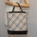 BURBERRY Nova Check Blue Label Hand Bag Canvas Beige Auth 108566-21