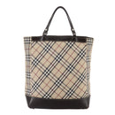 BURBERRY Nova Check Blue Label Hand Bag Canvas Beige Auth 108566-2
