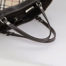 BURBERRY Nova Check Blue Label Hand Bag Canvas Beige Auth 108566-7