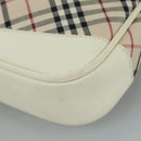 BURBERRY Nova Check Shoulder Bag Canvas Leather Beige White Silver Auth 108570-14