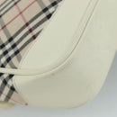 BURBERRY Nova Check Shoulder Bag Canvas Leather Beige White Silver Auth 108570-16