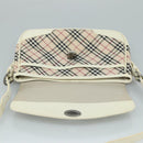BURBERRY Nova Check Shoulder Bag Canvas Leather Beige White Silver Auth 108570-11