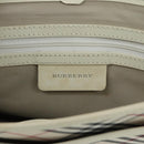 BURBERRY Nova Check Shoulder Bag Canvas Leather Beige White Silver Auth 108570-17