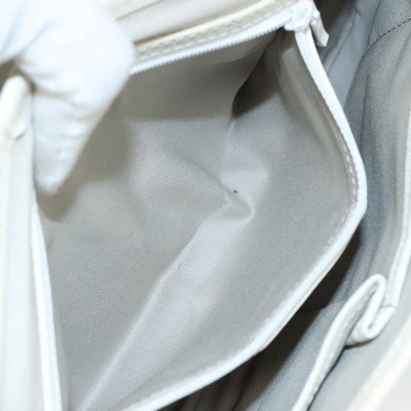 BURBERRY Nova Check Shoulder Bag Canvas Leather Beige White Silver Auth 108570