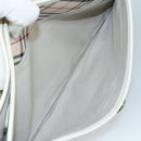 BURBERRY Nova Check Shoulder Bag Canvas Leather Beige White Silver Auth 108570-22